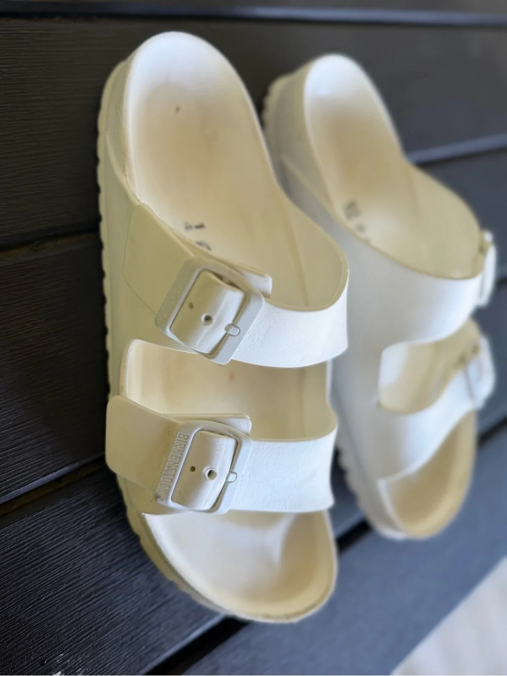 Birkenstock White-Buckle Slide Sandals - Picture 3 of 5